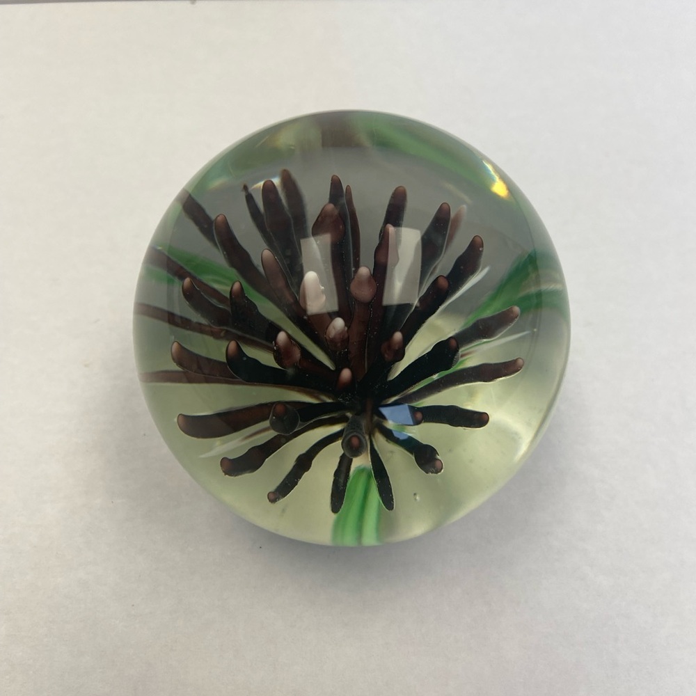 Vintage Dahlia Chrysanthemum Purple Flower Paperweight
